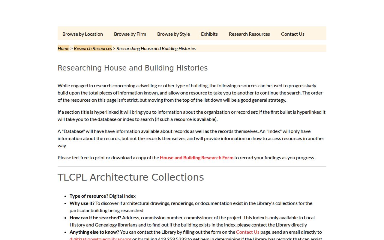 Toledo city directory building research and Block Card resources