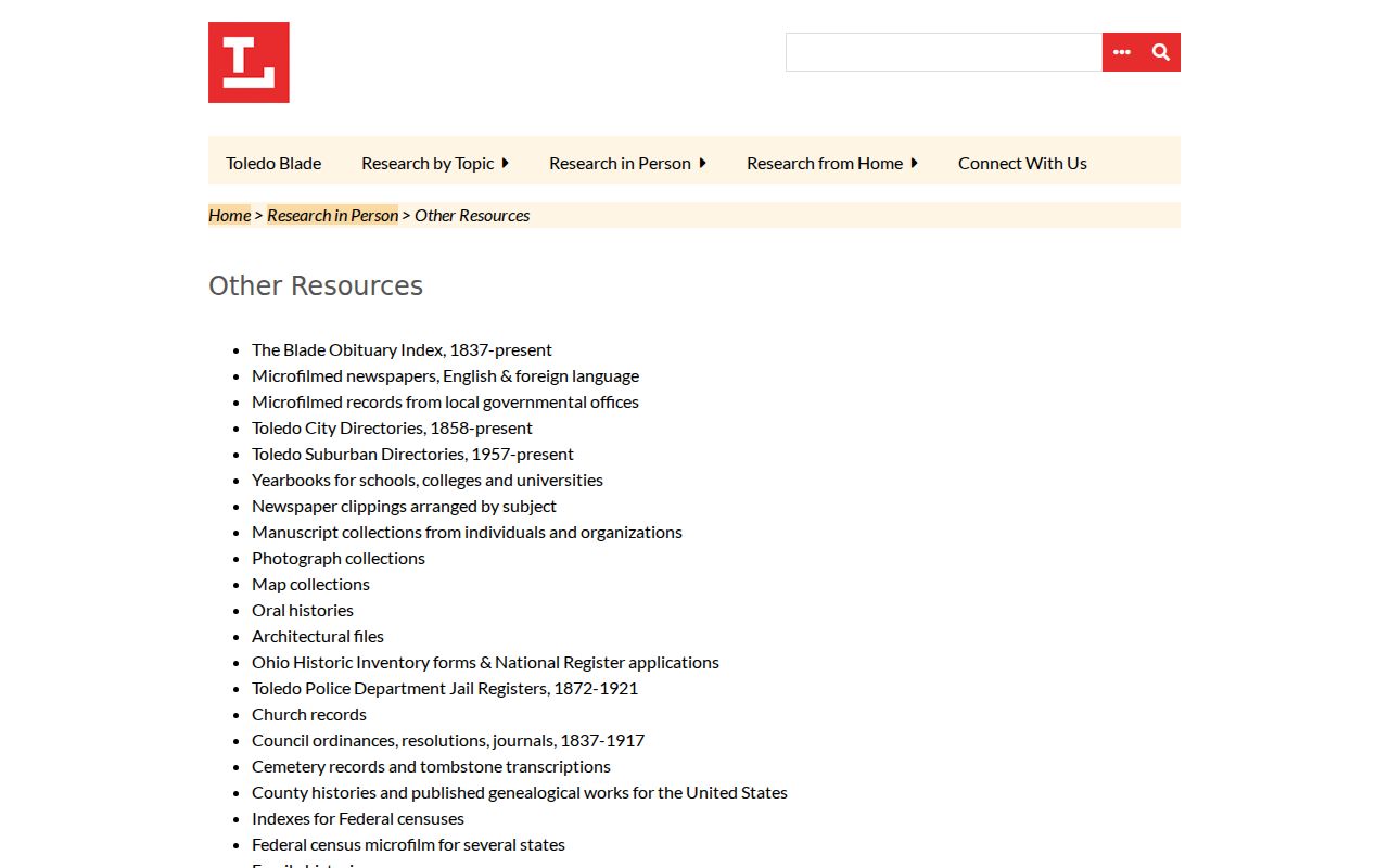 Toledo city directory holdings at the Local History collection