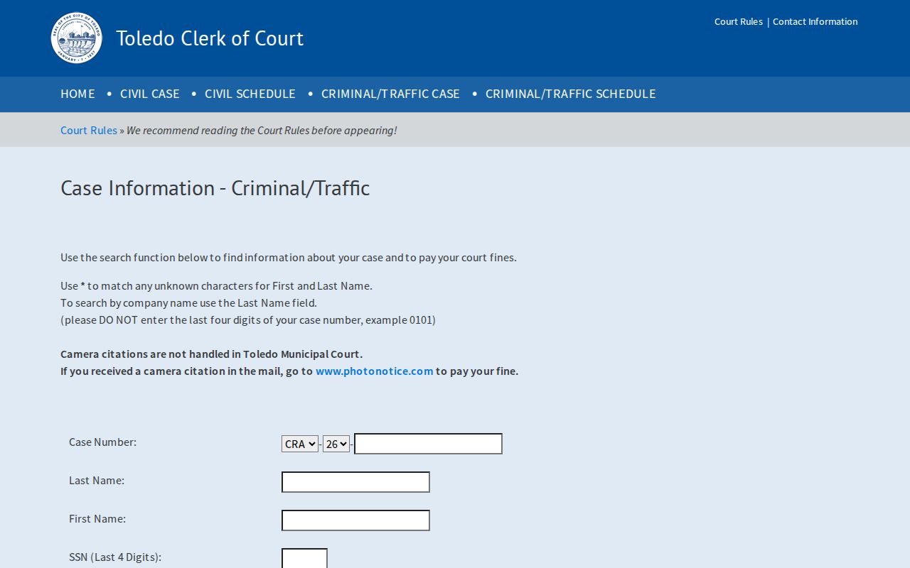 Toledo residents directory municipal court name search