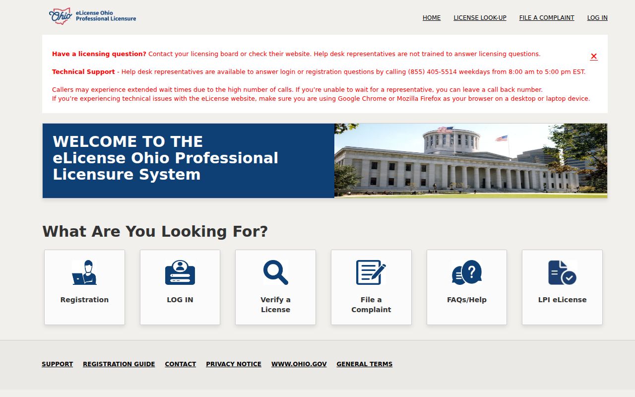 Toledo resident lookup Ohio professional license search