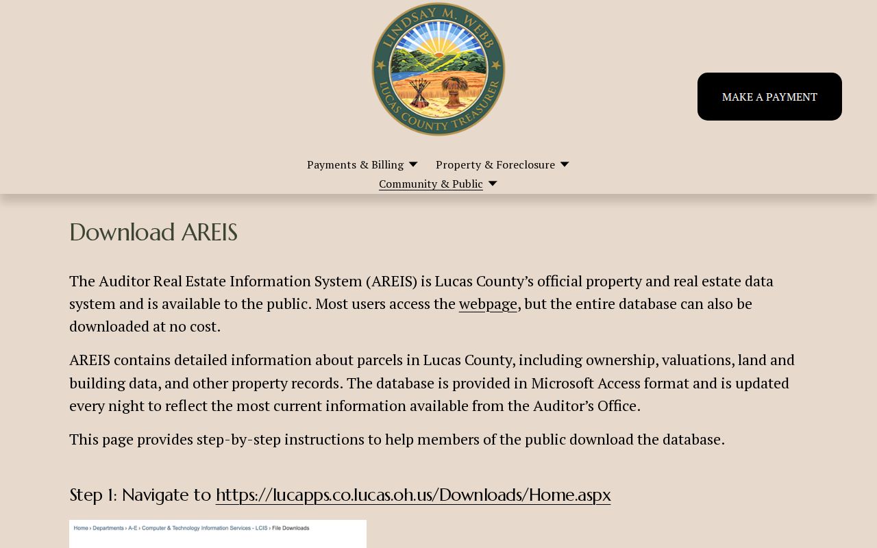 Toledo ZIP code directory AREIS parcel search